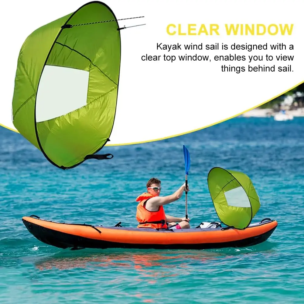 42 Inch Kayak Wind Sail Portable Foldable Durable Wind Sail with Transparent Window for Kayak Canoes