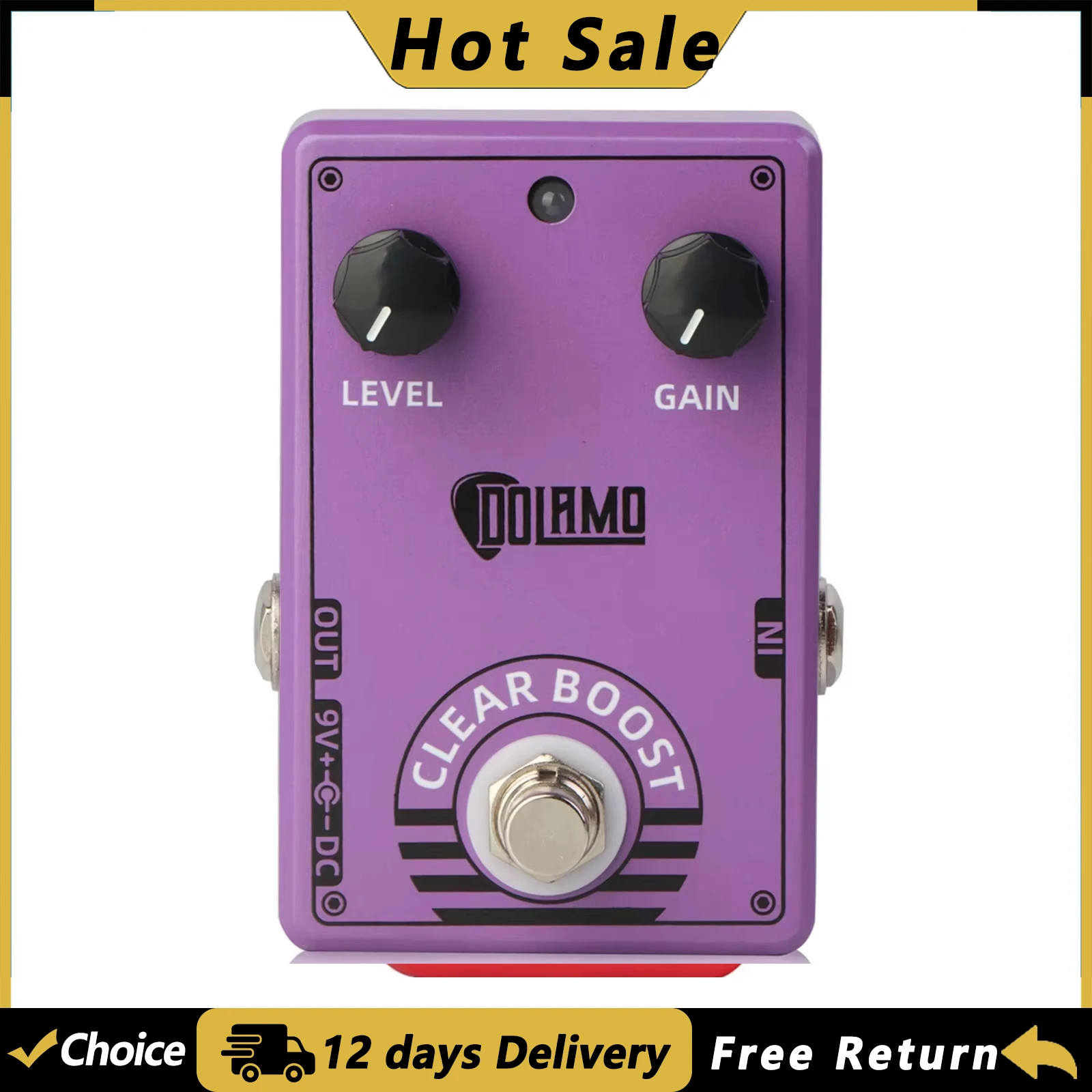 Dolamo D-6 Clear Boost Gitarreneffektpedal True Bypass Metallgehäuse Effektpedal für E-Gitarre Bass Zubehör Langlebig