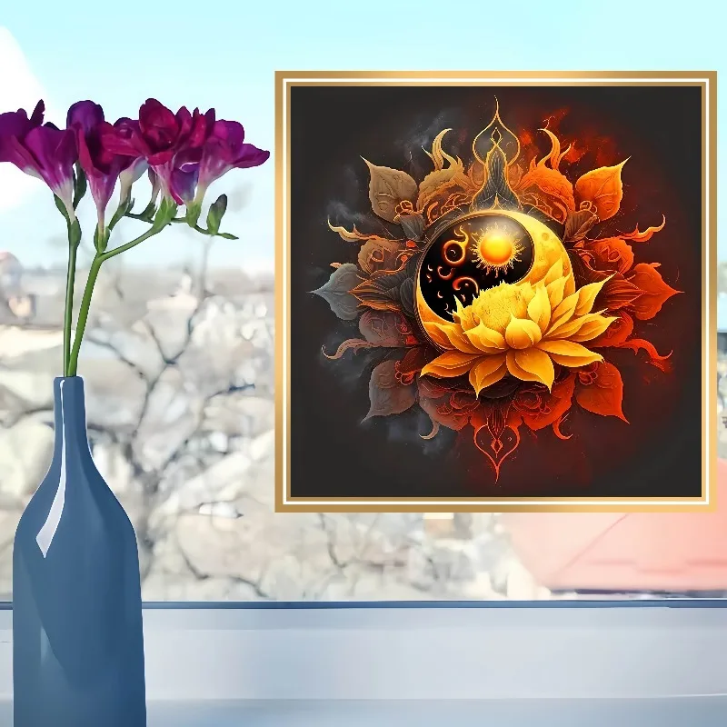 ملصقات نوافذ ذاتية اللصق مقاومة للماء ، نمط عباد الشمس الملون ، غرفة المعيشة ، غرفة النوم ، باب المطبخ الزجاجي ، المنزل ، 1: