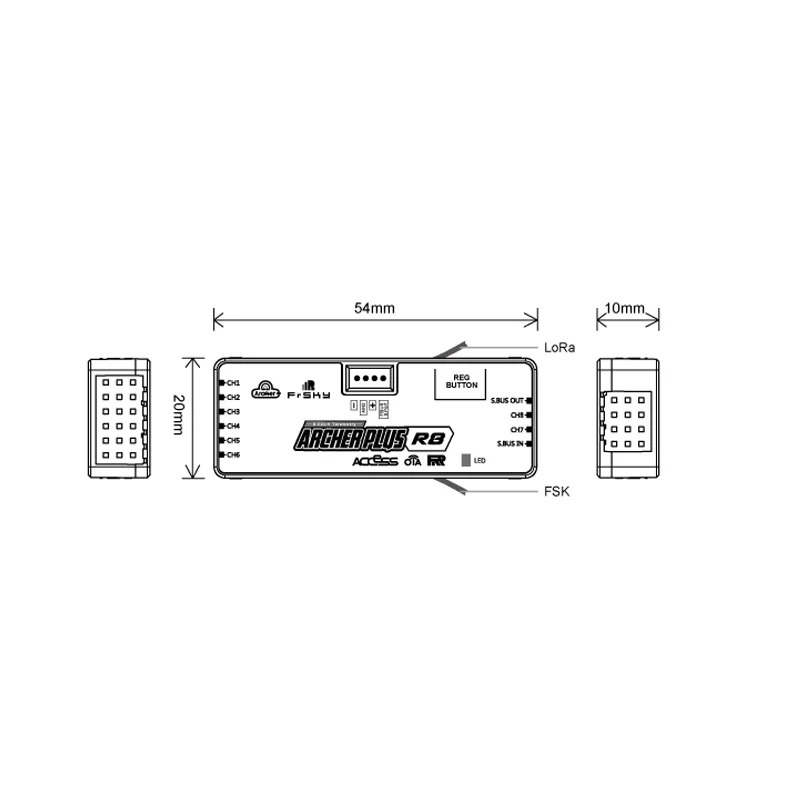 FrSky ARCHER PLUS R8 Receiver 8 high-precision PWM channel receivers support full-range signal strength