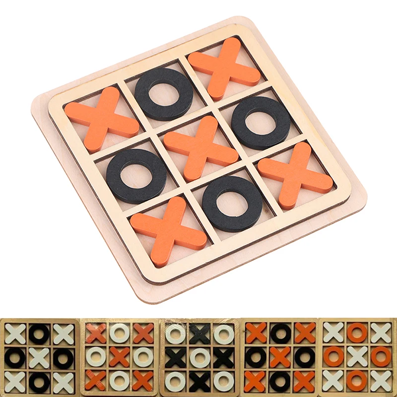 Parent-Child Interaction Wooden Board Game XO Tic Tac Toe Chess Funny Developing Intelligent Educational Toy Puzzles