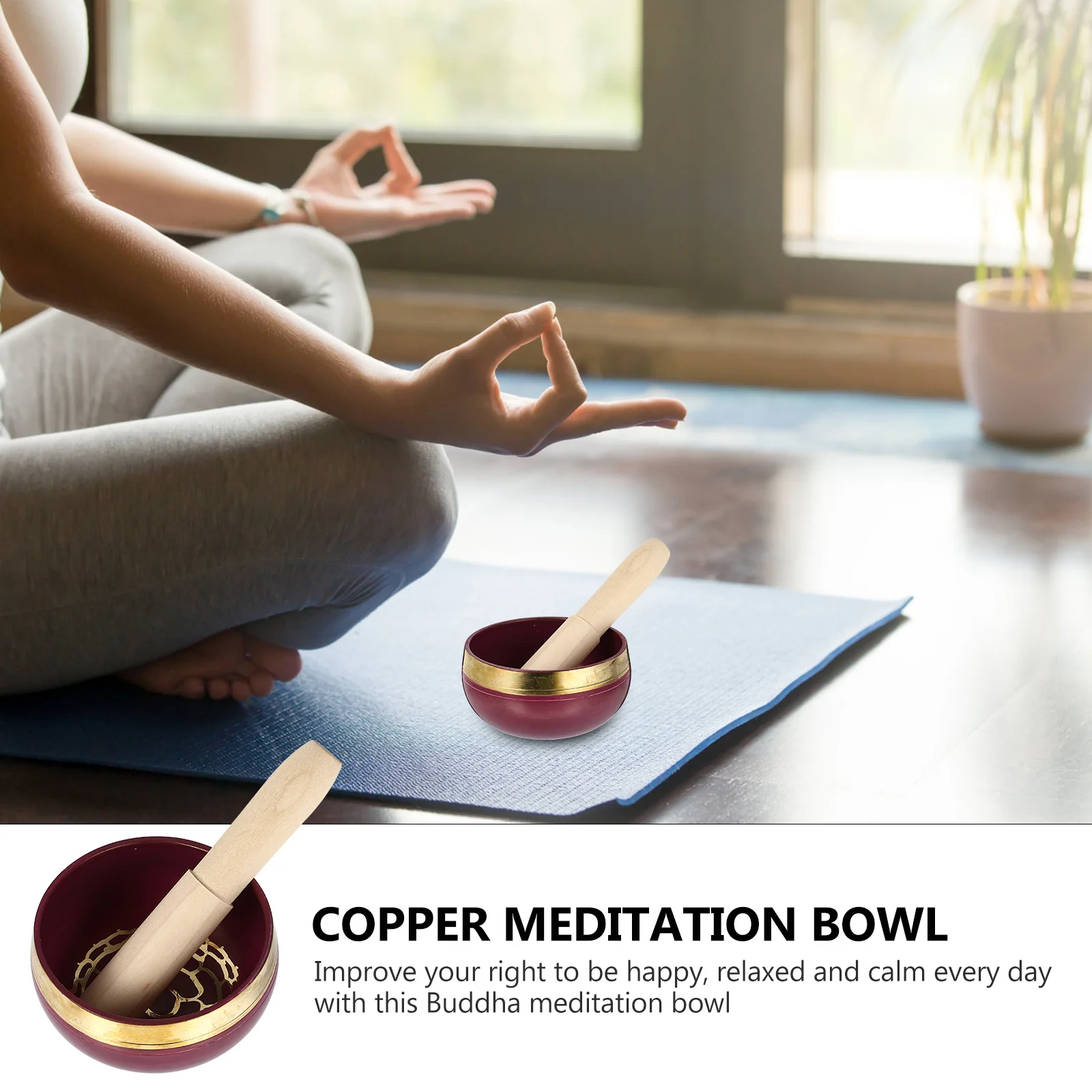 

1Set Buddha Meditation Singing Bowl Copper Yoga Sound Bowl for Stress Relief Relaxation Healing Meditation Tool