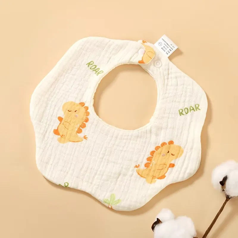 Baby gauze bib cotton saliva towel baby anti-vomiting grass wood dyed 360-degree newborn bib Baby gauze bib cotton saliva towel