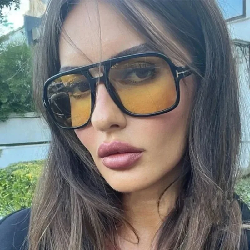 Vintage Classic Brand Designer Double Bridge Square Sunglasses Women For Men Male Luxury Sun Glasses Punk Big Frame Shades UV400 image 3