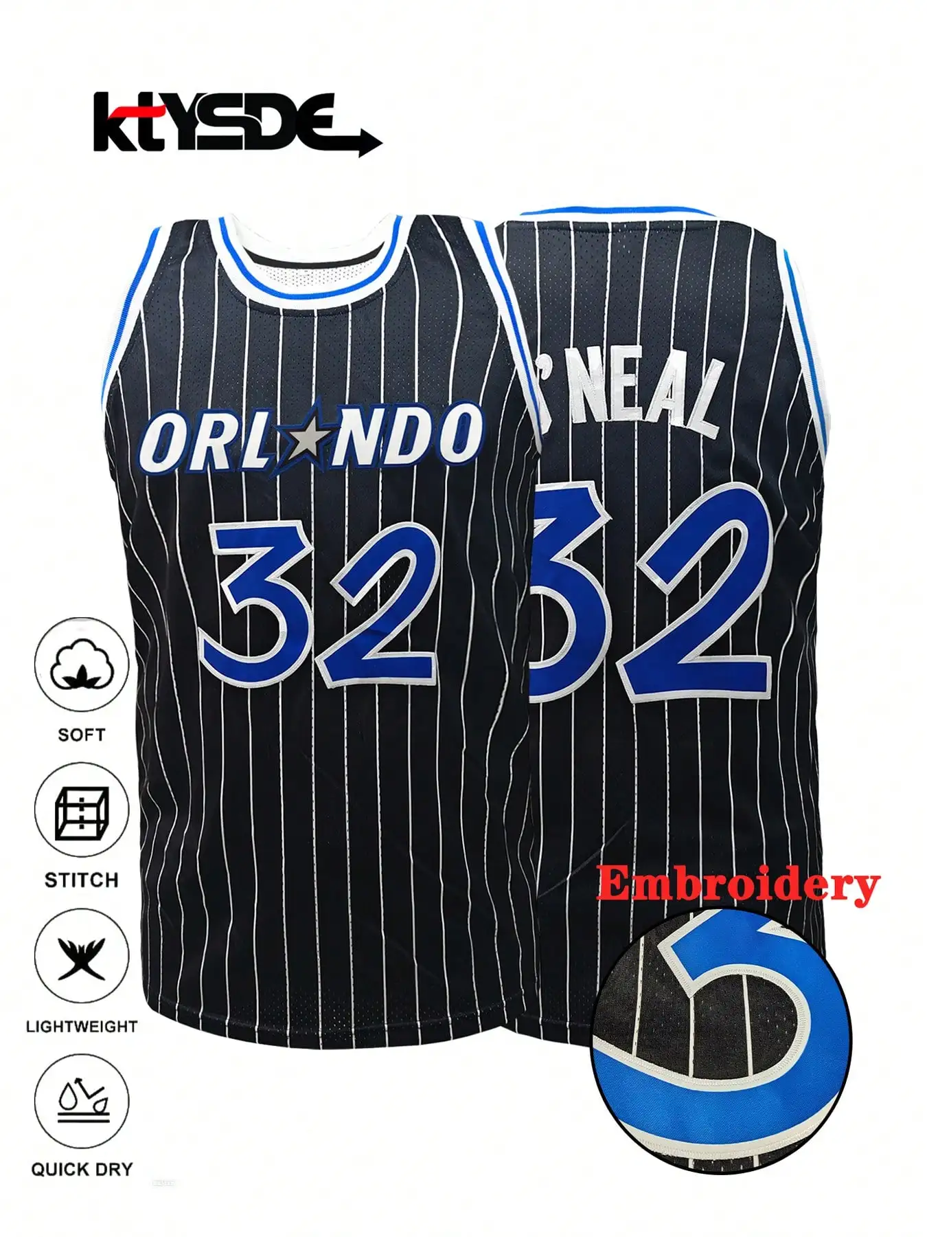 

Мужские # 32 Ретро-джерси без рукавов в черную полоску, свободный крой, с вышитым номером, быстросохнущий