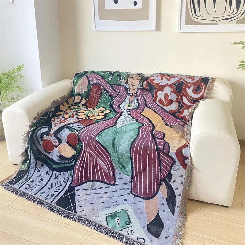 Brutalist Henri Matisse hanging tapestry sofa towel cover cloth oil painting style