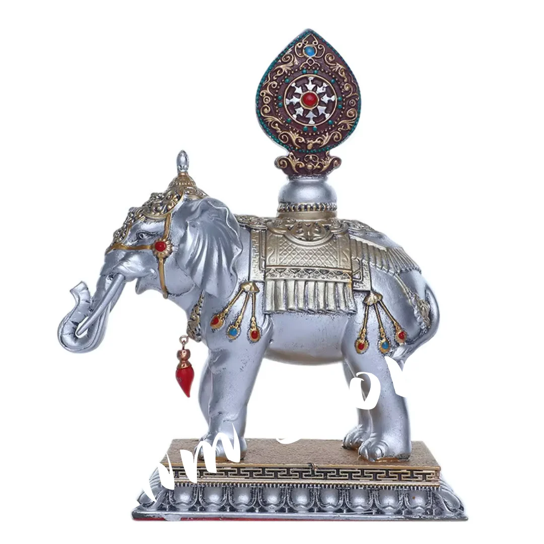 1 pc Tantric Supply Esoteric Buddhist Resin White Treasured Horse/ Moni Elephant Home/Temple Putting Decoration Crafts