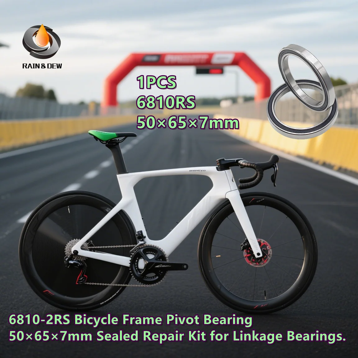 

1 шт. 6810-2RS поворотный подшипник рамы велосипеда 50 × 65 × 7 мм герметичный ремонтный комплект для подшипников соединения