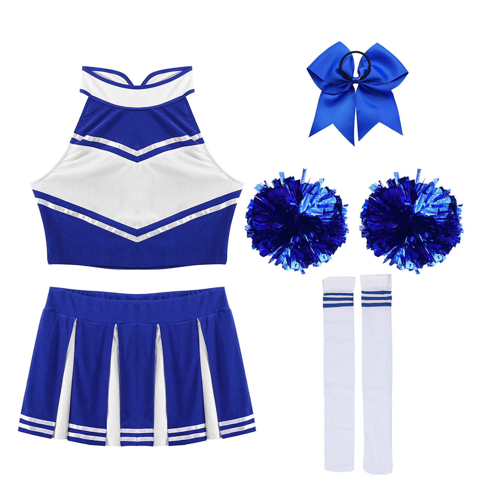 Adults Womens Cheerleading Dress Uniform Suit High School Varsity Cheerleader Girl Skirts Costume Set Fancy Halloween DressUp