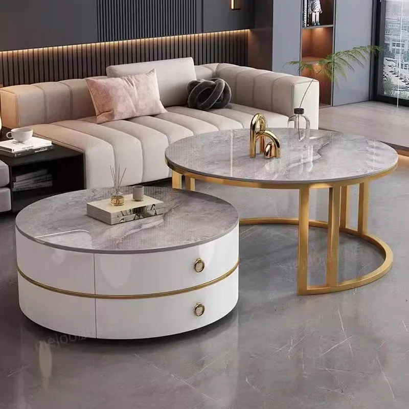 

Modern Nordic Coffee Tables Luxury Design Round Metal Coffee Tables Glam Simple Muebles Para El Hogar Living Room Furniture