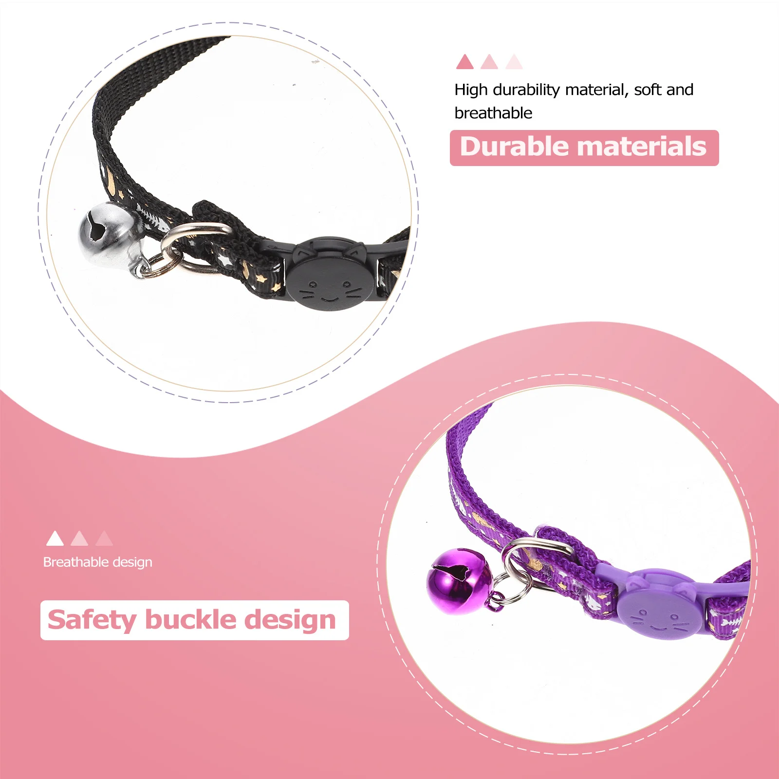 

2pcs Cat Collar Adjustable Breakaway Reflective Pet Collar For Outdoor Cat Supplies Wear-Resistant Scratch-Resistant