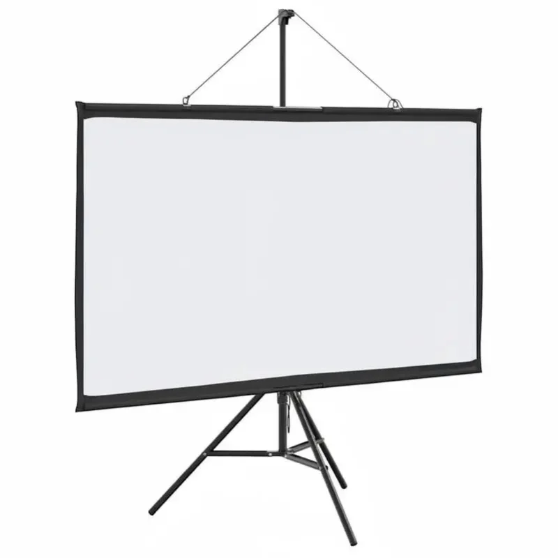 Projektionsleinwand mit Stativständer, 60 Zoll Displaygröße, 16:9 Breitbild-Verhältnis, stabiler faltbarer Stützrahmen, klare Bildprojektionsoberfläche, einfache Montage, für Heimkino,