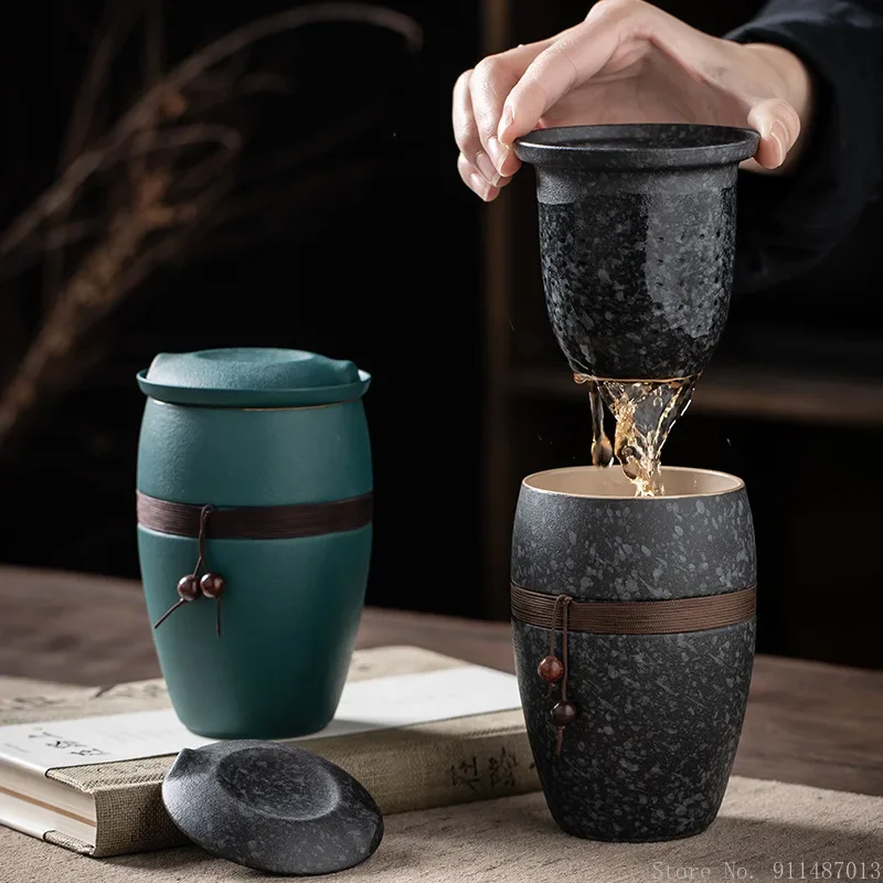 

1pc Creative 250ML Covered Separation Cup With Filter Screen Mug Ceramic Home Room Office Supplies Portable Gift Box Packaging