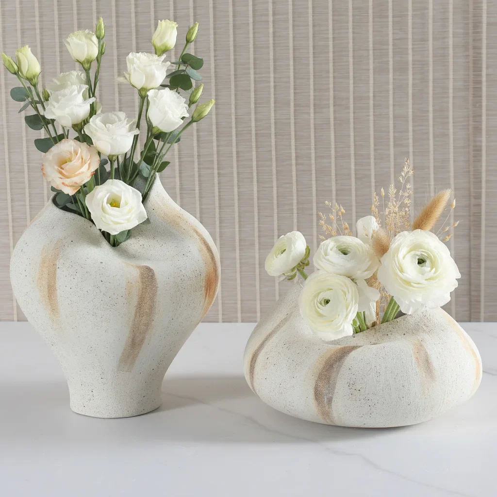 Rustic Style Matte Ceramic Vase Plant Pot Table Decoration Ornaments Flower Arrangement Floral Vase New House Room Wedding Decor