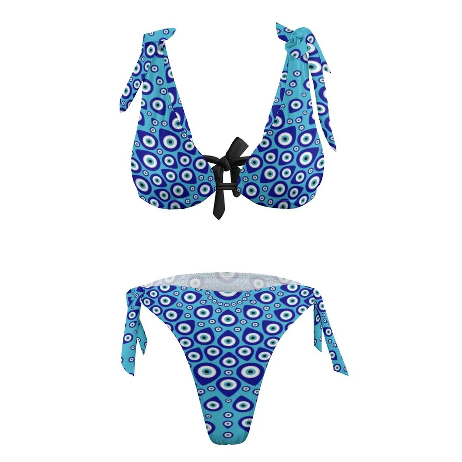 Sexy Nazar Evil Eye Bikini Set Greek Mati Bikini Swimsuit Push Up Stylish Swimwear Printed Swimsuits Beach Wear Large Size