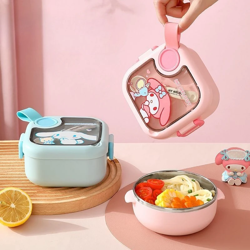 

Kawaii Cinnamoroll My Melody Sanrio Students Cute Cartoon Stainless Steel Insulated Lunch Box Bento Bowl Birthday Gift for Kids