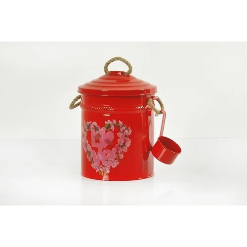 Evistro Metal Legumes Detergent Storage Bucket Scale Red