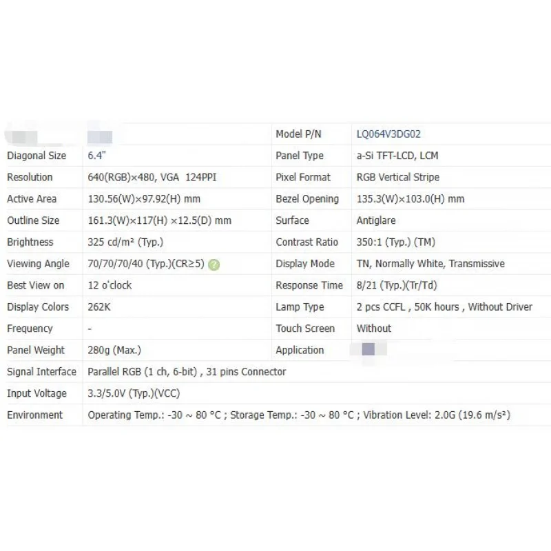 Lq064v3dg02 nova tela LCD original de 6,4 polegadas