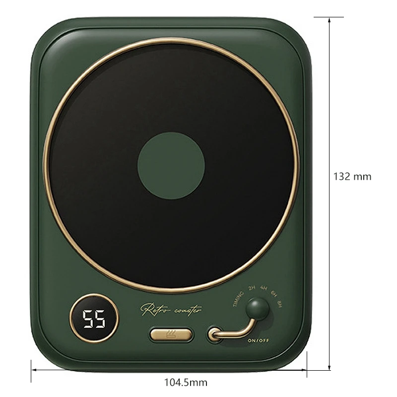 Coffee Cup Heater,Office Constant Temperature Heating Coaster,Digital Display Of Temperature Adjustment Green US Plug