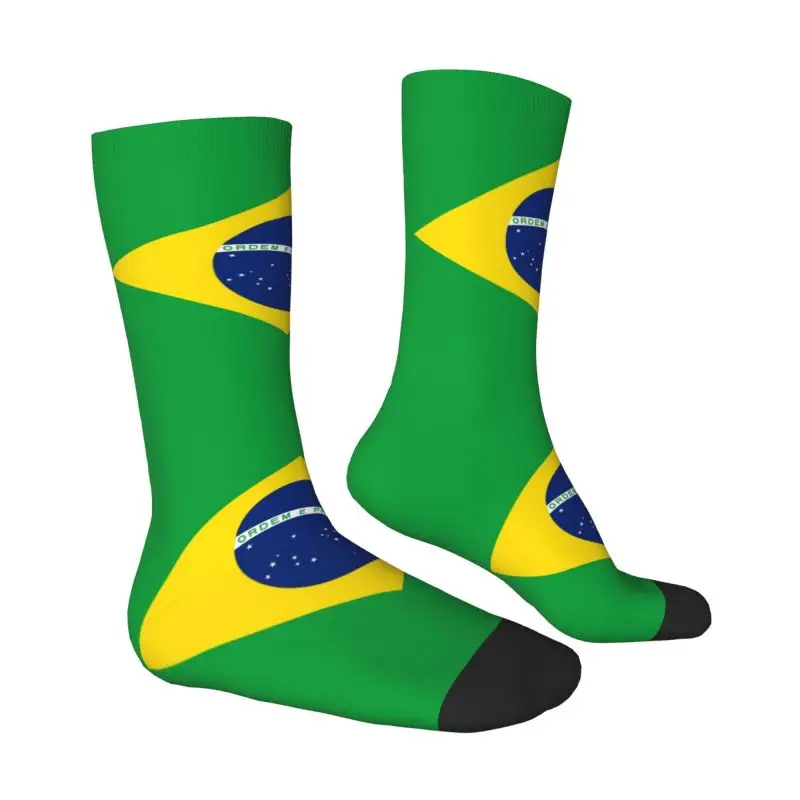 Brazil Flag Brazilian Proud Men's Crew Socks Unisex Cool 3D Print Dress Socks