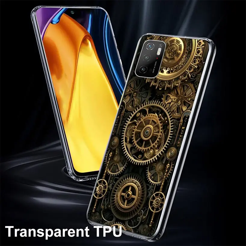 Steampunk Gear Mechanical Case Phone Cover for Xiaomi Poco X3 Nfc X5 X6 X4 Gt F6 F5 Pro F4 F3 F2 M5S M5 M4 M3 5G Trend Fundas