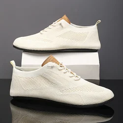 YRZL New Shoes for Men Mesh Breathable Sneaker Outdoor Soft Sole Comfortable Solid Color Flat Male Shoes Casual Walking Sneakers