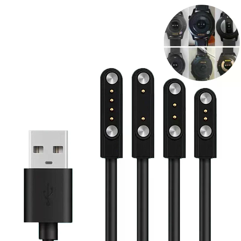 Universal Smart Watch Charger Cord Magnetic Charging Cable 2 Pin 4 Pin USB Charger For Smart Watch Charging Cable