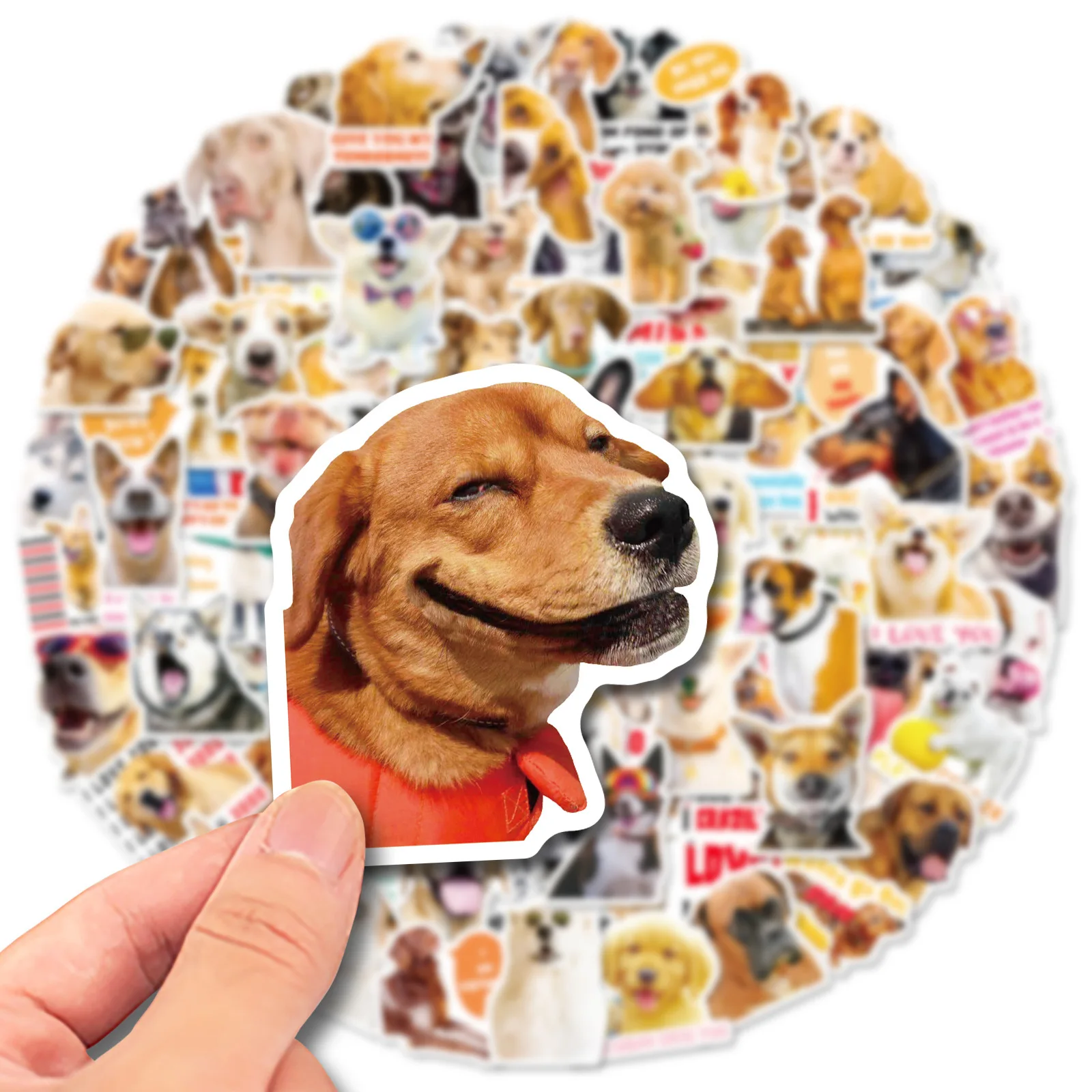 Stiker anjing binatang realistis, 50/100 buah stiker ekspresi wajah anjing lucu notebook, koper stiker tahan air