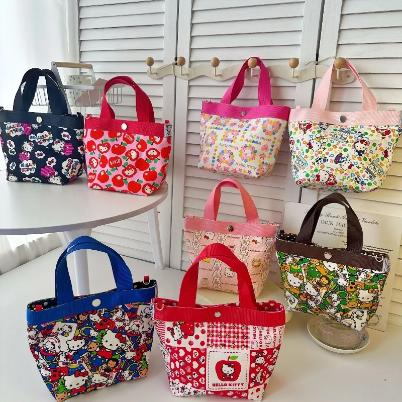 

Hello Kitty Storage Bag Cute Cartoon Canvas Women Products Versatile Handheld Walk Desktop Ornament Kawaii Girl Gift Wholesale