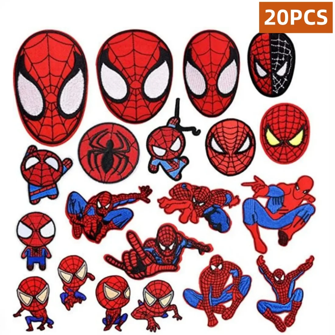 

20PCS Disney Marvel Superhero Spider-man Cartoon Embroidered Children's Patch Clothing Denim Pants Decorative Patch Accessory