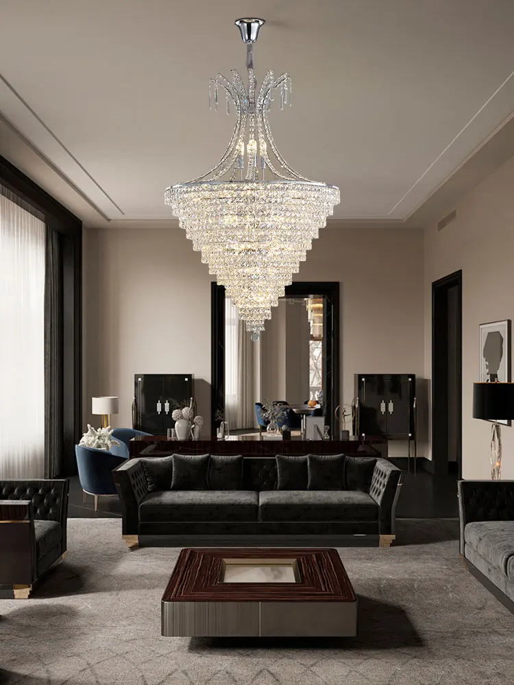 Dream House K9 Crystal LED Home Deco Silver Chandelier Hanging Lamps Lustre Suspension Luminaire Lampen For Living Room