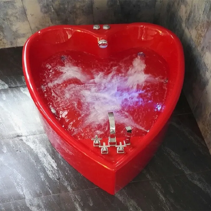 1.5M heart-shaped dark bathtub freestanding acrylic double couple integrated heart-shaped surf massage