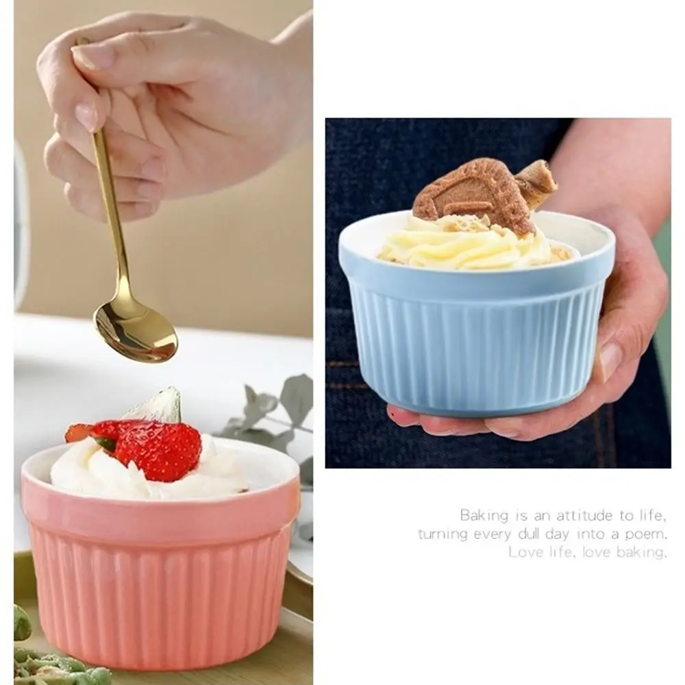 4Pcs Colorful Ramekins for Baking Oven Safe Ceramic Souffle Cups Mini Stackable Creme Brulee Dishes Lava Cakes