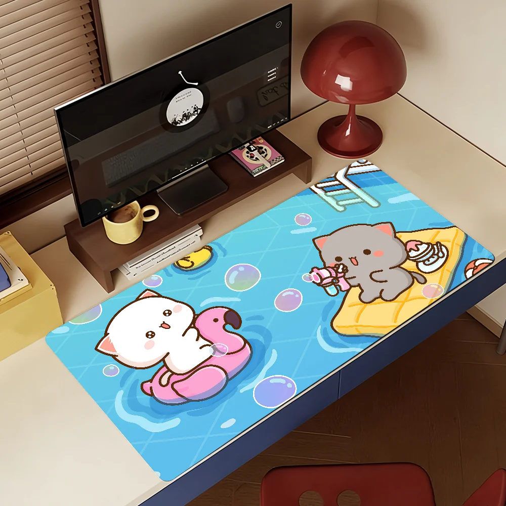 

Cute Peach Mochi Mouse Pad Non-slip Locking Edge DeskMat PC Laptop Accessories Rubber Office Keyboard Large Game XXL carpet