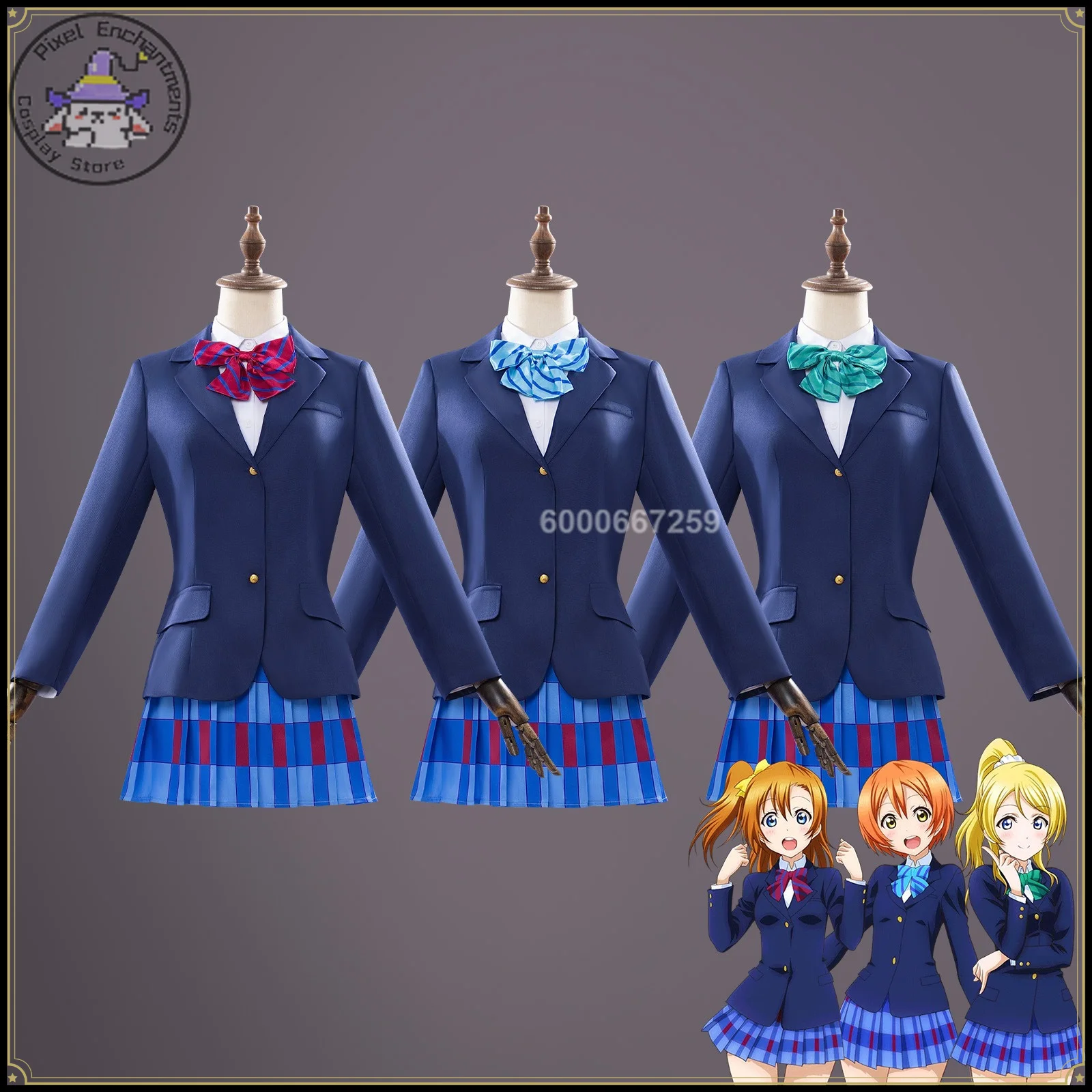 

High quality Full Set LoveLive! Kousaka Honoka Cosplay costume Women Blue School Uniform Anime outfit Role playing Comic con