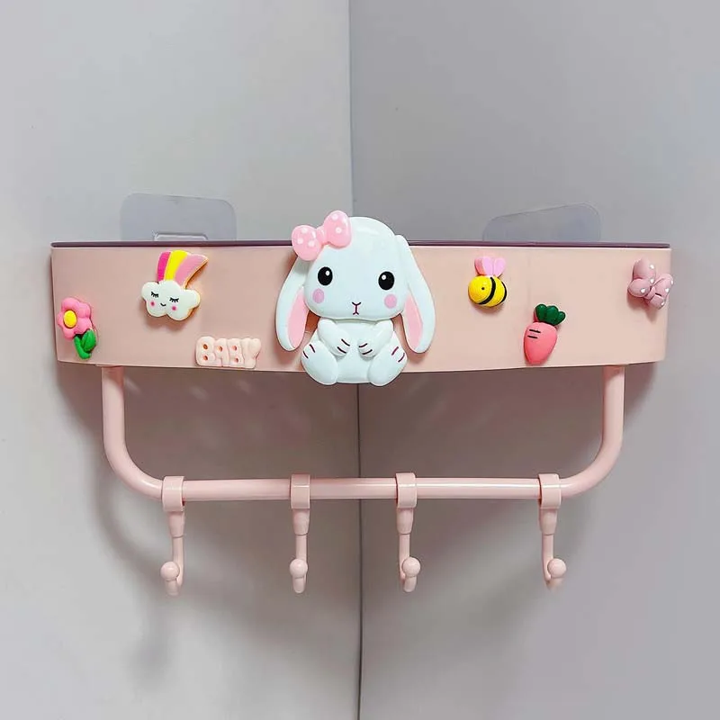 Sanrio Storage Rack Hello Kitty My Melody Cartoon Creative Bathroom Storage Box Punch-Free Storage Rack Towel Hook Student Gift