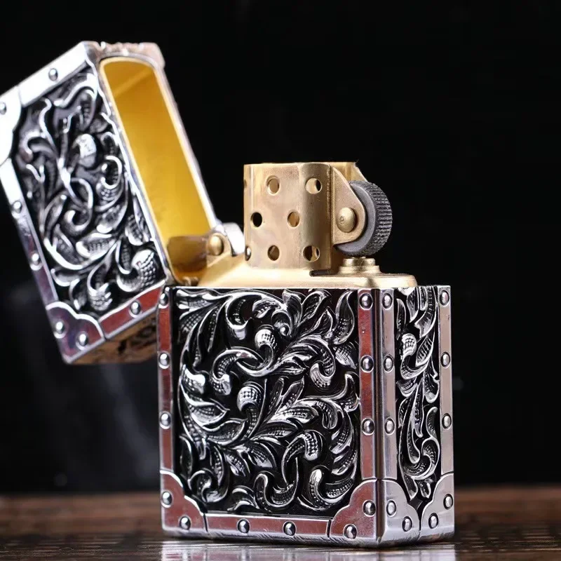 ZORRO Brand Copper Royal Nobles Three Dimensional Tang Grass Relief Kerosene Lighter Smoking Accessories Gadgets for Men