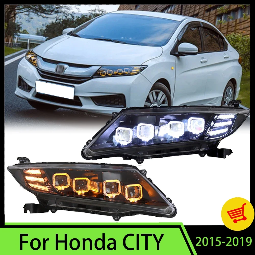 

Headlight Assembly for Honda CITY 2015-2019 Modification Matrix Lens Running Turn Signal Light LED Headlight