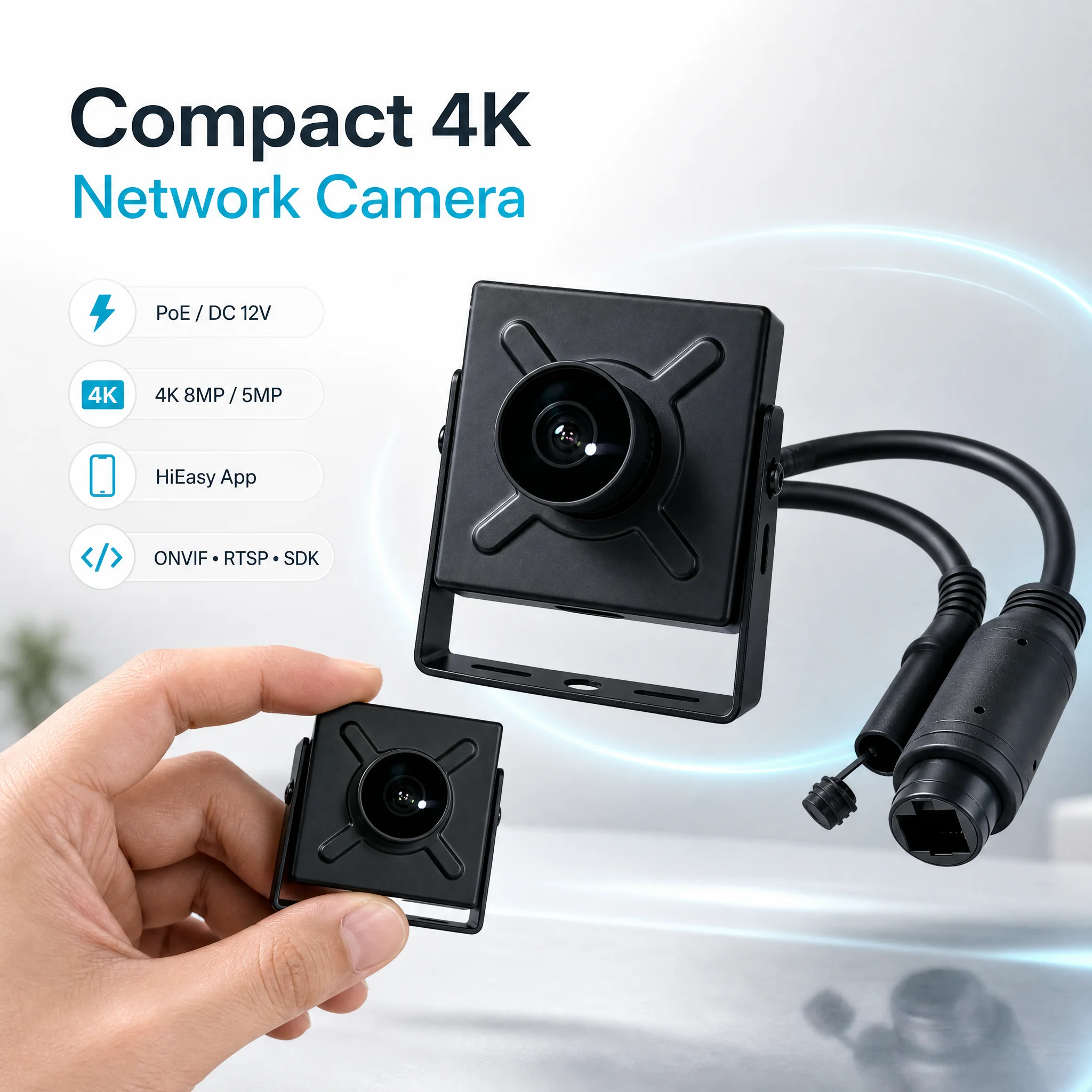 Caméra IP POE MINI 4K FHD 8MP/5MP ONVIF P2P RTSP 170 °   Caméra de sécurité vidéo de surveillance intérieure de petite taille avec objectif grand angle