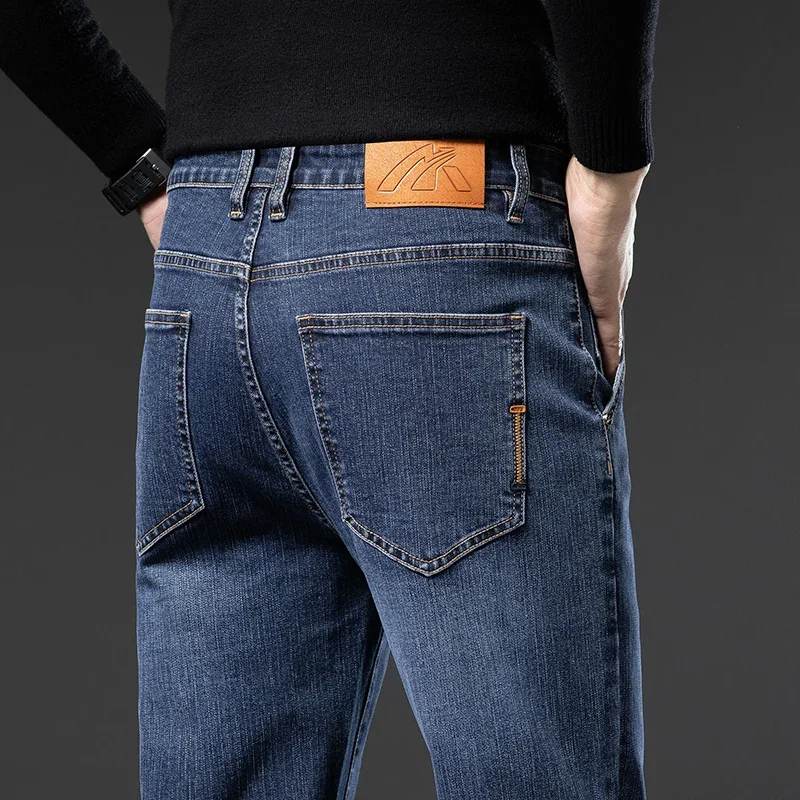 メンズジーンズ 春秋冬新作 ストレートストレッチ メンズビジネスデニムパンツ