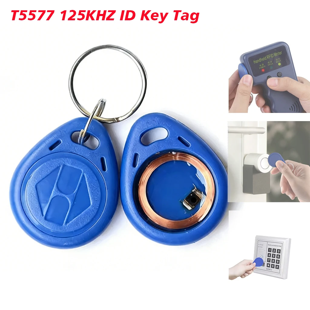 

5/10Pcs T5577 125KHZ ID Key Card Access Control Key Tags Rewritable 125KHz RFID Tag Proximity ID Token Keyfobs Rewritable Keyfob