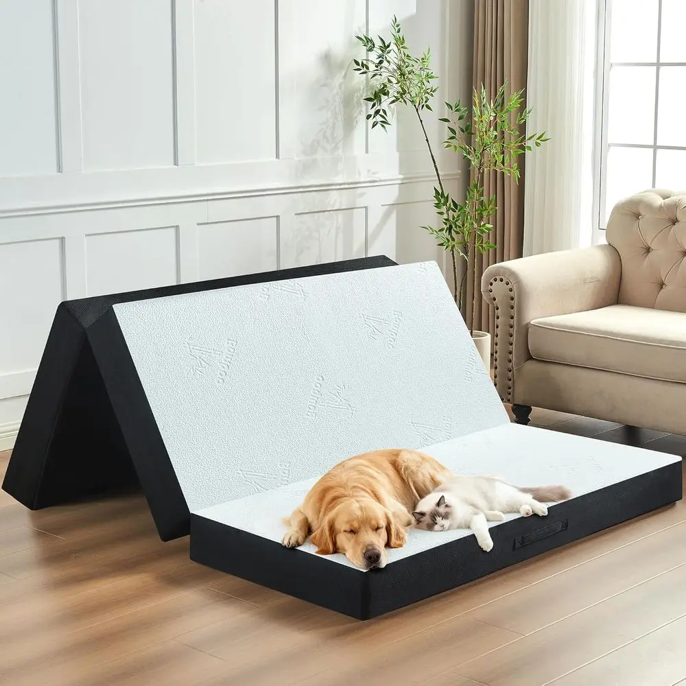 

4 Inch Full Size Foldable Memory Foam Mattress with Washable Bamboo Viscose Cover, Suitable for Bed, Floor, or Camping