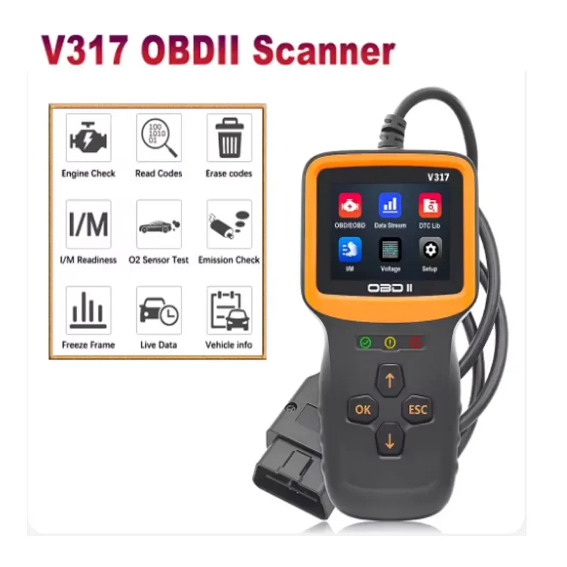 OBD 2 Real-time Oxygen Sensor Test Automobile Fault Detector ELM327 OBD II EOBD Code Reader V317 Car Diagnostic Tool