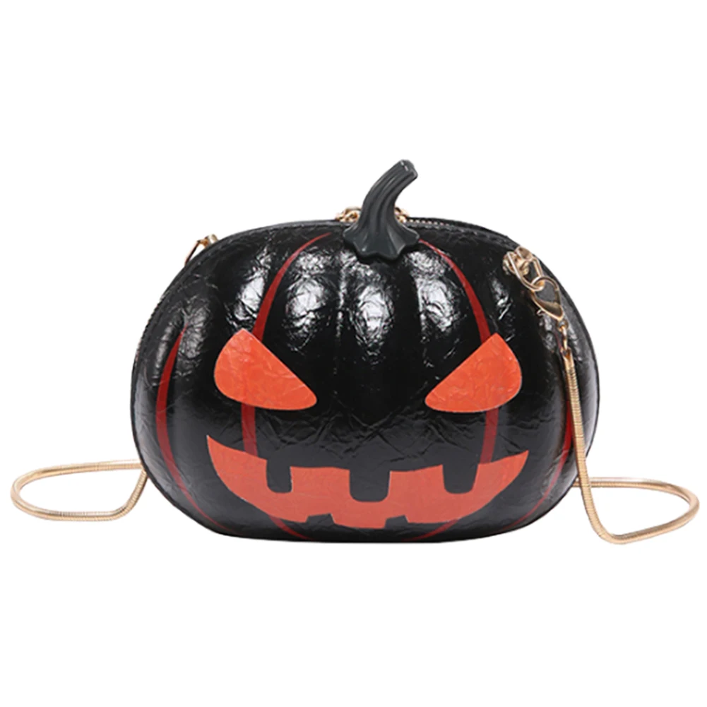 

Women Halloween Shoulder Bag Pumpkin PU Leather Handbag Round Messenger Bag Crossbody Purse for Shopping Travel