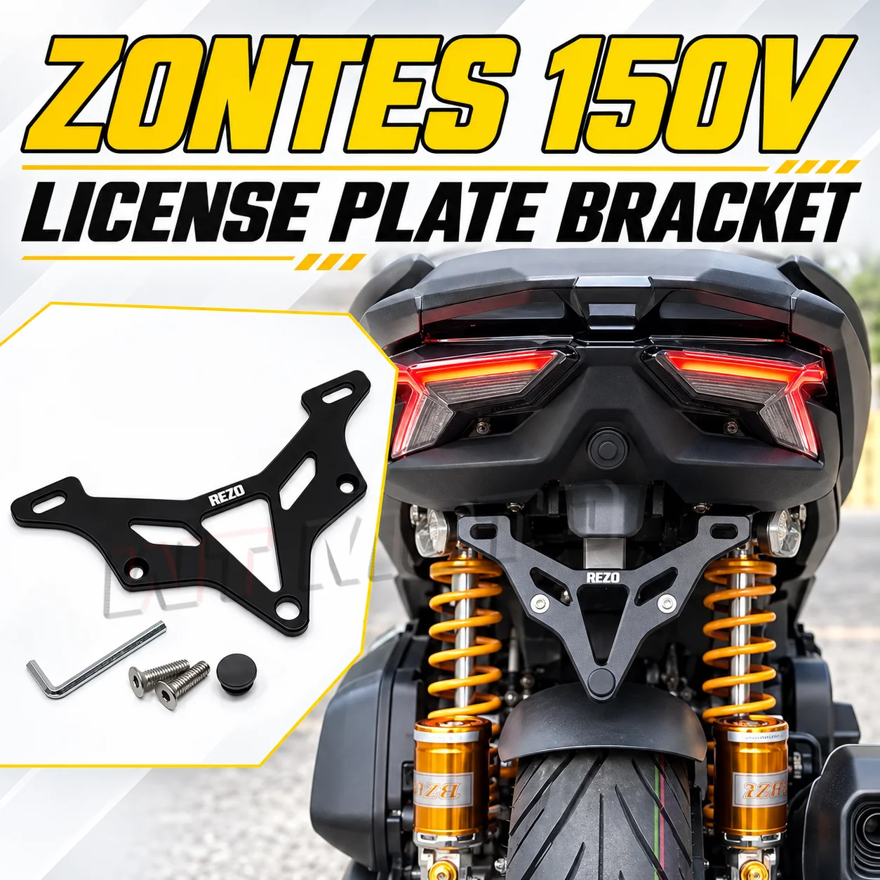 ZONTES T-150V 150V 125V Short Tail Bracket, Motorcycle License Plate Holder Modified Accessories