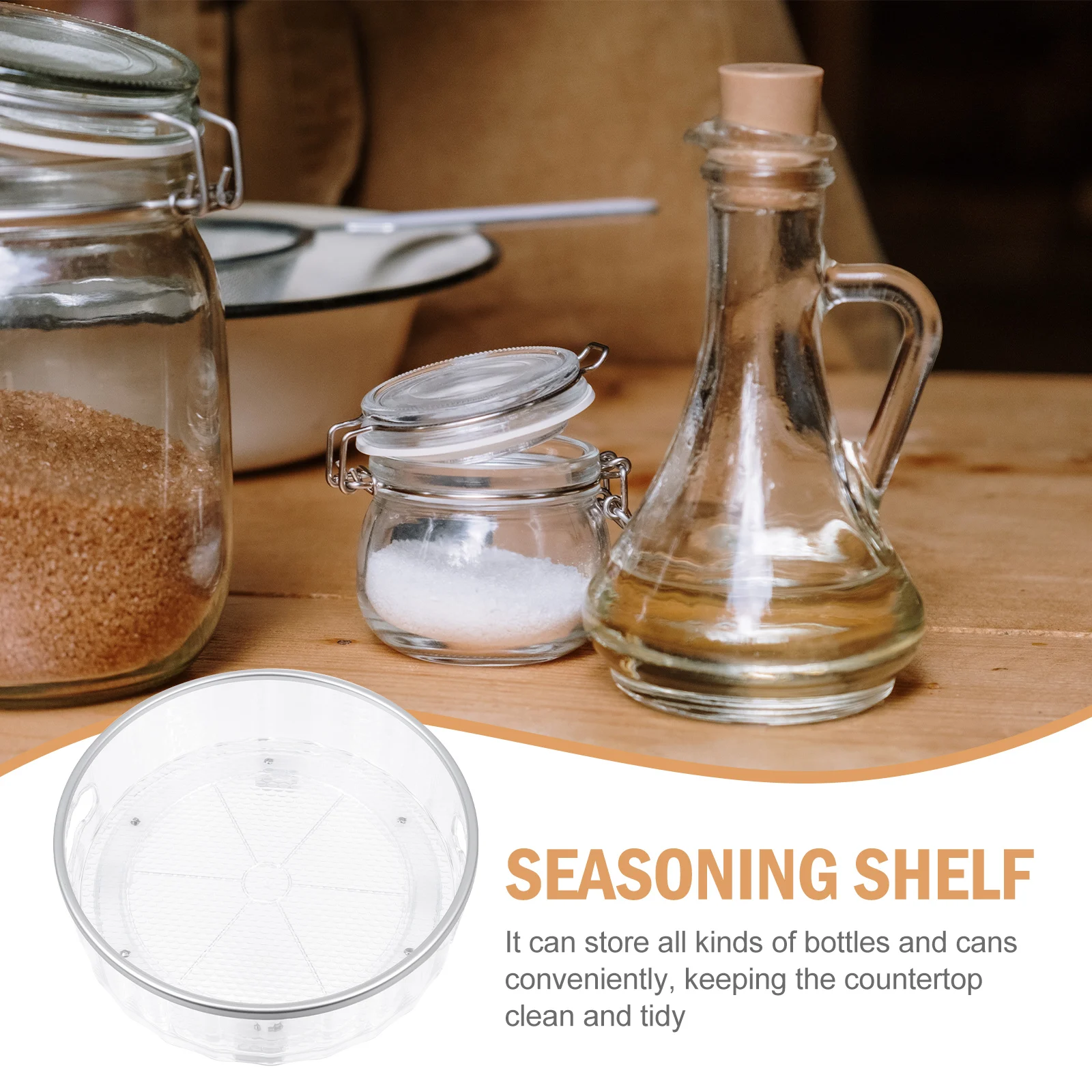 

Multifunctional Abs Rotating Spice Rack Organizer Storage Box Kitchen Seasoning Bottle Holder Space Saving Design Desktop