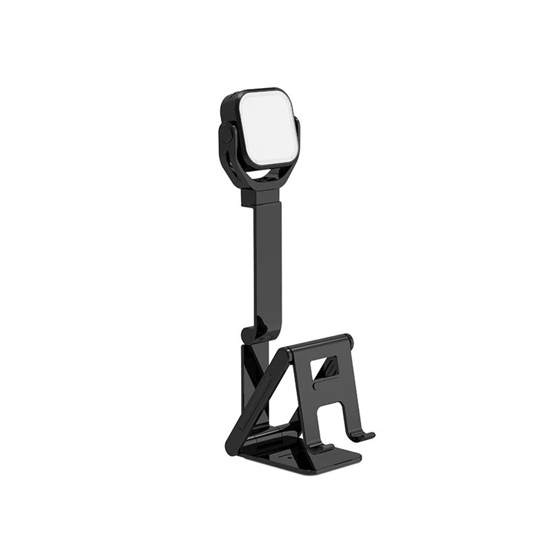 Foldable Mobile Phone Holder With Fill Light Adjustable Smartphone Dask Holder For Live Broadcast Video Photography