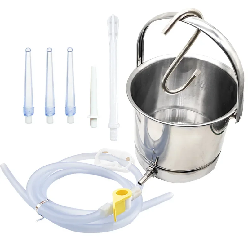 Aço inoxidável Enema Bucket, Chuveiro vaginal anal, Ferramenta de limpeza uretral, Fetiche Gay, BDSM Adult Sex Toy, Kit de Irrigação Porn Shop, 2L