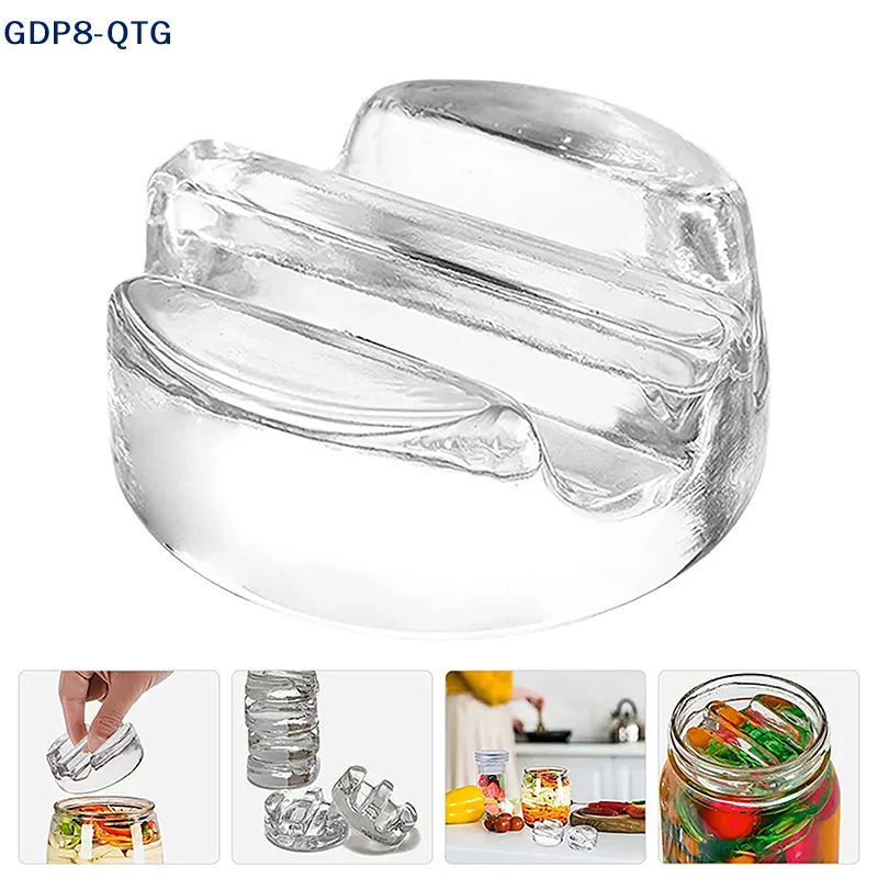 NUEVO Peso de vidrio para fermentación con mango de fácil agarre, tapa de vidrio pesado para tarros de encurtidos, botes de encurtidos y kimchi