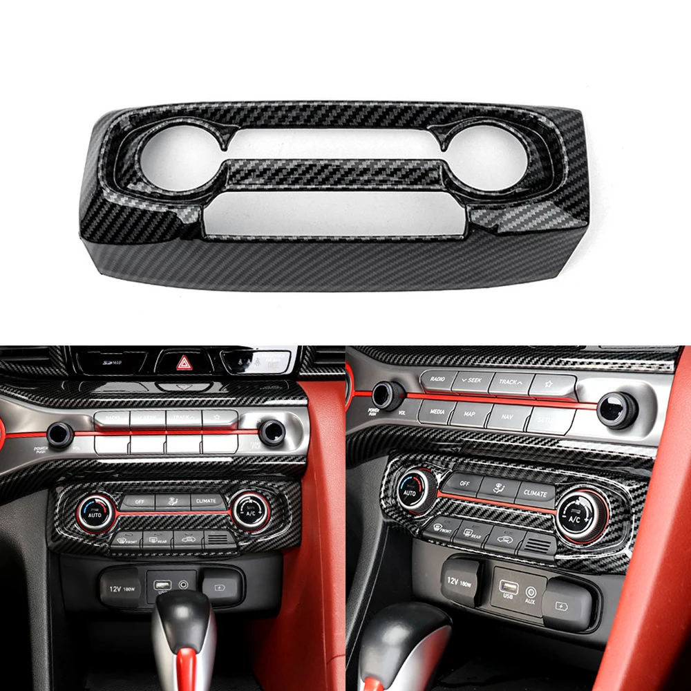 

Interior Accessories Carbon Fiber Texture Air Conditioner Button Cover Trim For Hyundai Veloster JS 2019 2020 2021 2022 LHD